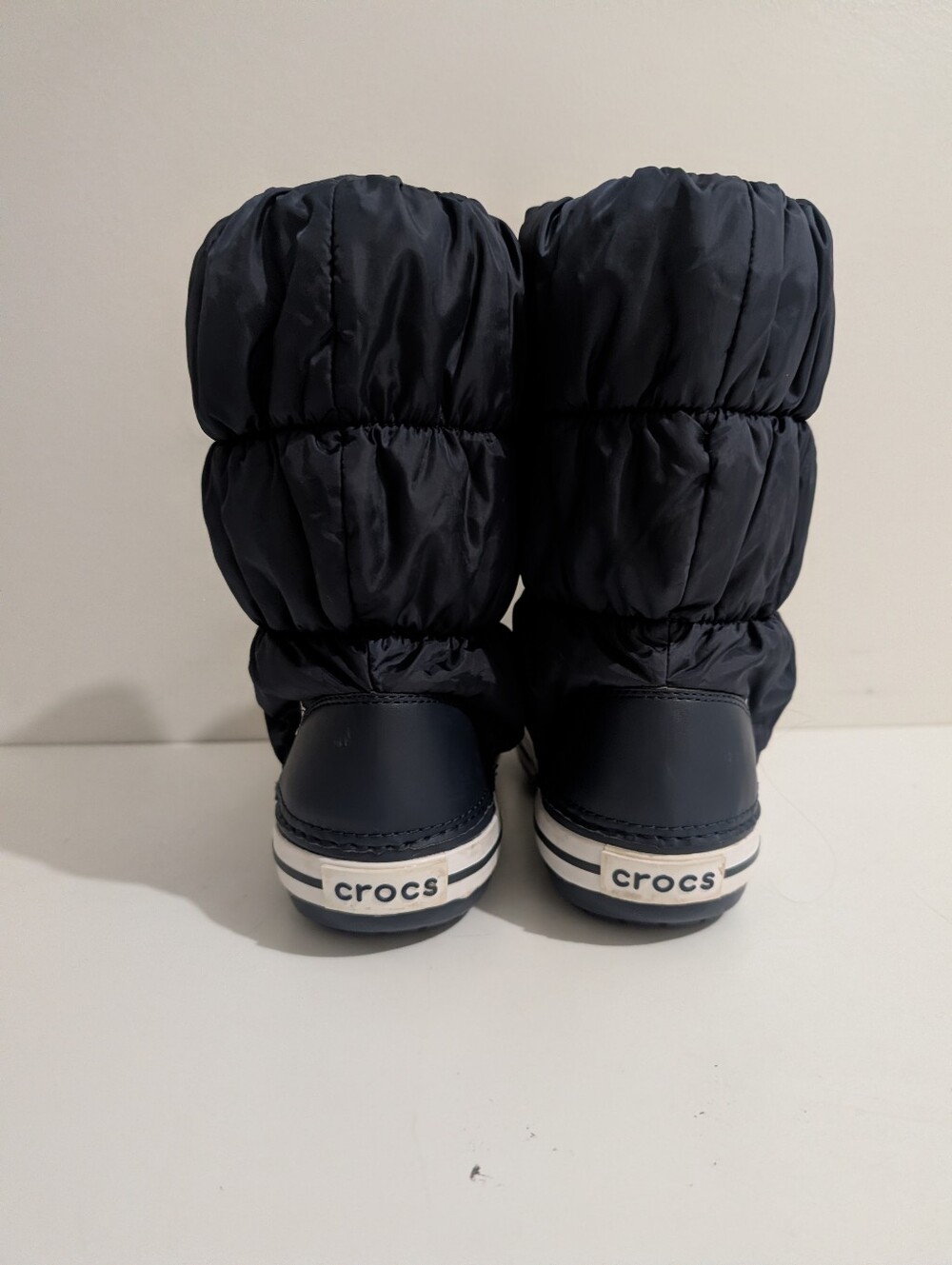 CROCS Women’s Blue/White Puff Winter/Rain Nylon Shaft Boots Size 10 - Picture 5 of 6